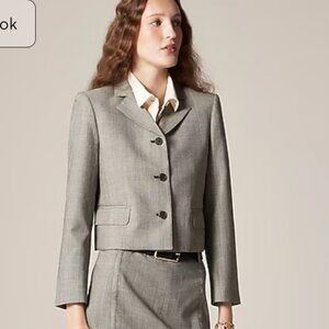 J. Crew Cropped Lady Blazer in Plaid Italian Gauzy Wool Blend Size 00. NWT